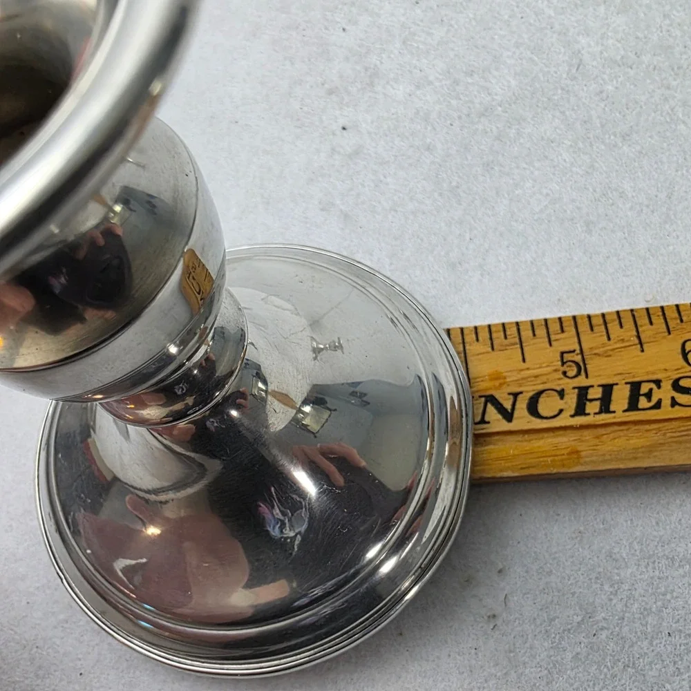 Web Pewter Weighted Candlesticks Set of 2 Vintage Silver Taper Holders 4.5 Inch